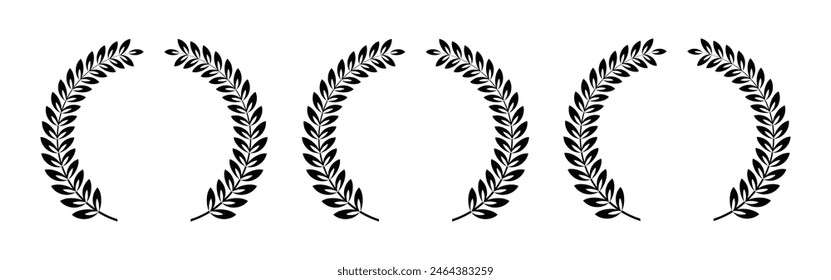 laurel wreath frame vector illustration set in black and white color. laurel wreath frame vector set.
