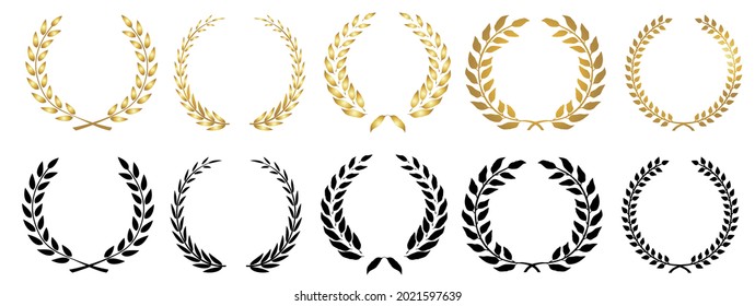 Laurel wreath gold collection vector eps