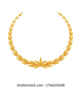 Laurel wreath, gold color award. Stock vector illustration on white isolated background.