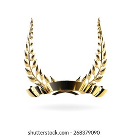 laurel wreath and gold ribbon vector illustration