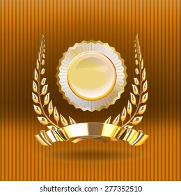 laurel wreath and gold ribbon vector illustration