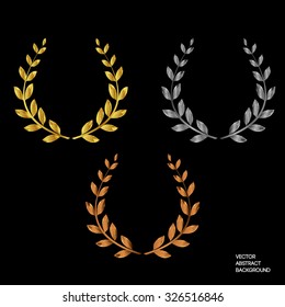 Laurel wreath gold. Laurel wreath silver. Laurel wreath bronze. 