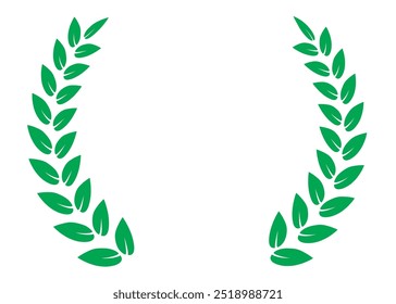 Laurel wreath, green circular laurel olive branches greek wreath vector illustration, A winner award of olive, stars of victory symbol, achievement heraldry symbol isolated on white background