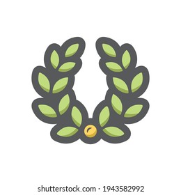 Laurel Wreath Green Vector icon Cartoon illustration