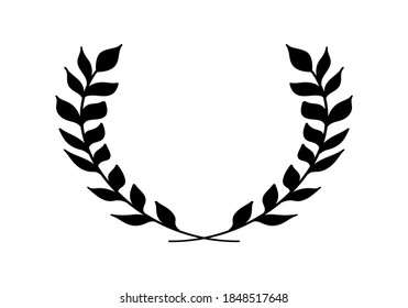 Laurel wreath with hand drawn branches and leaves. Award and victory icon. Heraldic symbol. Vector illustration.