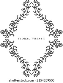 Laurel wreath Hand drawn Floral for decoration