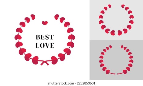 Laurel wreath heart pink, Vector illustration.