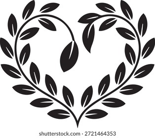 Laurel Wreath Silueta de Vector en forma de corazón