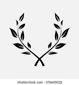 laurel wreath, heraldic design, black icon