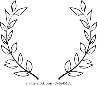 laurel wreath, heraldic design, black icon