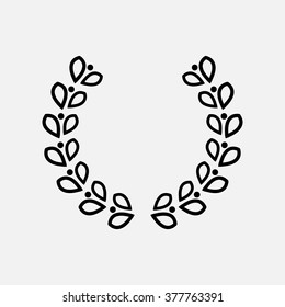 laurel wreath, heraldic design, black icon