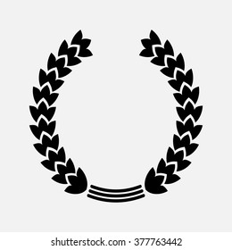 laurel wreath, heraldic design, black icon