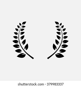 laurel wreath, heraldic design, black icon