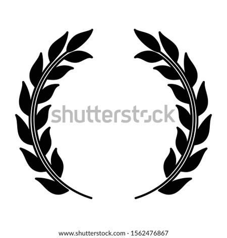 laurel wreath, heraldic design, black icon
