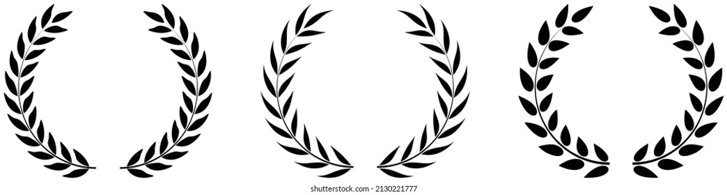 Laurel wreath honor vector in black. Left and Right single. White isolated background.
Each side single moveable. For own space requirements. svg