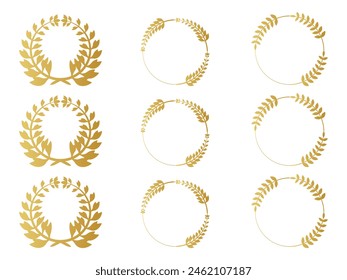 Laurel wreath  honor vector in golden and black circle on white isolated background