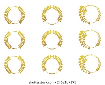 Laurel wreath  honor vector in golden and black circle on white isolated background