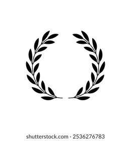 Laurel wreath icon. Assorted foliage and wheat wreath vector icon. Round leaf wreath design for trophy crest, award and achievement border. Vector illustration.