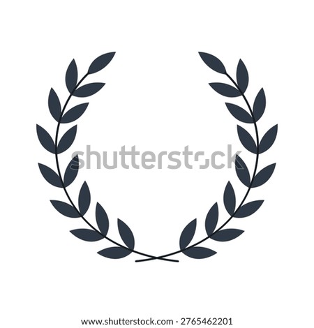 Laurel wreath icon for awards, graduation emblems, academic honor and winner designs.