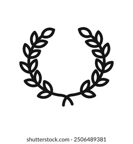 laurel wreath icon Black line art vector logo