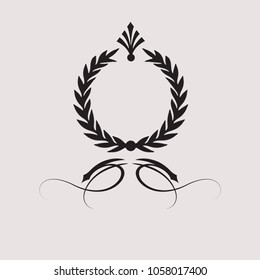 laurel wreath icon , black vector illustration, sports label