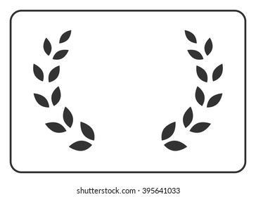 A laurel wreath icon border. Symbol of victory and achievement. Vintage design element for medal, award, coat of arms. Logo champion insignia in frame. Branch, isolated on white. Vector illustration.