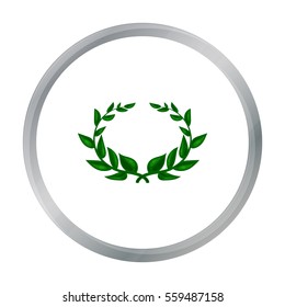 Laurel wreath icon in cartoon style isolated on white background. Greece symbol stock vector illustration.