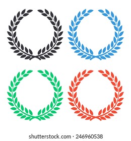 laurel wreath icon - colored vector illustration