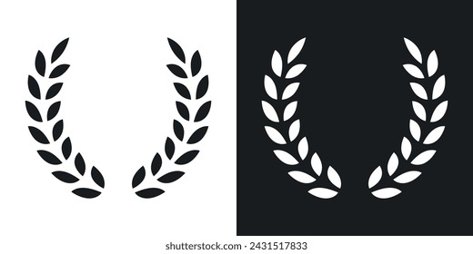 Laurel Wreath Icon Designed in a Line Style on White background.