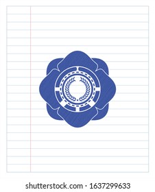 laurel wreath icon drawn with pen. Blue ink. Vector Illustration. Detailed.