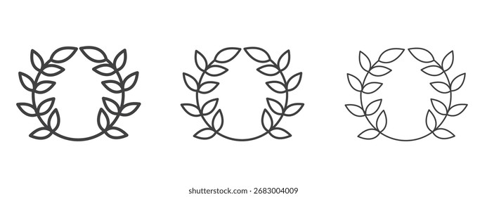 Icono de corona de laurel - Ilustración vectorial de trazo editable