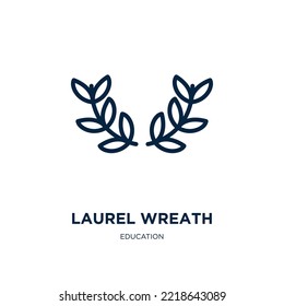 laurel wreath icon from education collection. Thin linear laurel wreath, laurel, wreath outline icon isolated on white background. Line vector laurel wreath sign, symbol for web and mobile