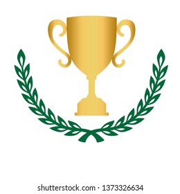 Laurel wreath icon. Emblem made of laurel branches. Laurel leaves symbol of high quality olive plants. Vector illustration - Vector