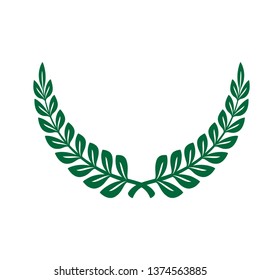 Laurel wreath icon. Emblem made of laurel branches. Laurel leaves symbol of high quality olive plants. Vector illustration - Vector