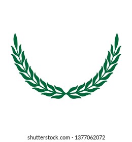 Laurel wreath icon. Emblem made of laurel branches. Laurel leaves symbol of high quality olive plants. Vector illustration - Vector