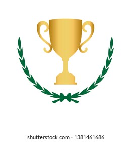 Laurel wreath icon. Emblem made of laurel branches. Laurel leaves symbol of high quality olive plants. Vector illustration - Vector