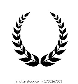 Laurel wreath icon. Emblem made of laurel branches. Laurel leaves symbol of high quality olive plants. Sign isolated on white background. Vector illustration