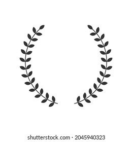 Laurel wreath icon. Emblem made of laurel branches. Laurel leaves symbol of high quality olive plants. Sign isolated on white background. Vector illustration