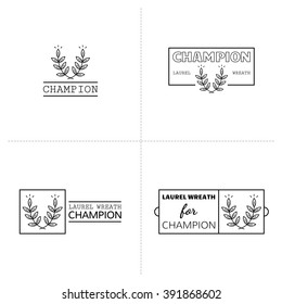 Laurel wreath icon, emblems, labels. Set of logos