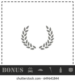 Laurel wreath icon flat. Simple vector symbol and bonus icon