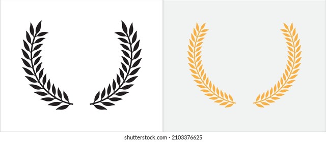Laurel Kranz-Ikone. Vektorsymbol für Blattwerk Rundblattwasser-Design für Trophäencrest, Prämierungs- und Leistungsgrenze. Kollektion von Vektorgrafiken.