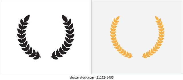 Laurel wreath icon. Foliage wreath vector icon. Round leaf wreath design for trophy crest, award and achievement border. Vector illustration collection.