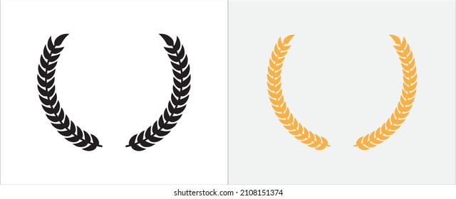 Laurel Wreath Icon. Foliage Wheat Wreath Vector Icon. Round Leaf Wreath Design For Trophy Crest, Award And Achievement Border. Vector Illustration Collection.