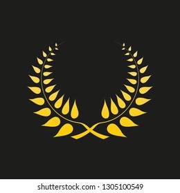 Laurel wreath icon. Golden Award and victory symbol. Trophy and prize for winners. Vector illustration.