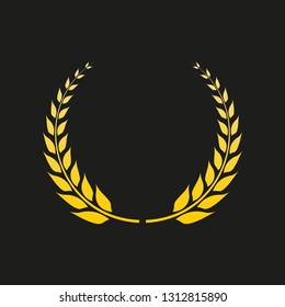 Laurel wreath icon. Golden Award and victory symbol. Trophy and prize for winners. Vector illustration.