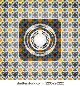 laurel wreath icon inside arabesque badge. arabic decoration.