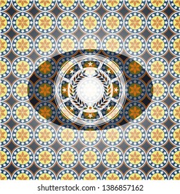 laurel wreath icon inside arabesque badge. arabic decoration.