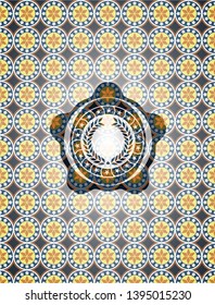laurel wreath icon inside arabesque style badge. arabic decoration.