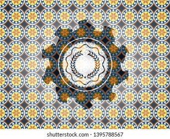 laurel wreath icon inside arabesque style emblem. arabic decoration.