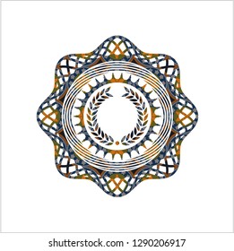 laurel wreath icon inside arabic style badge. Arabesque decoration.